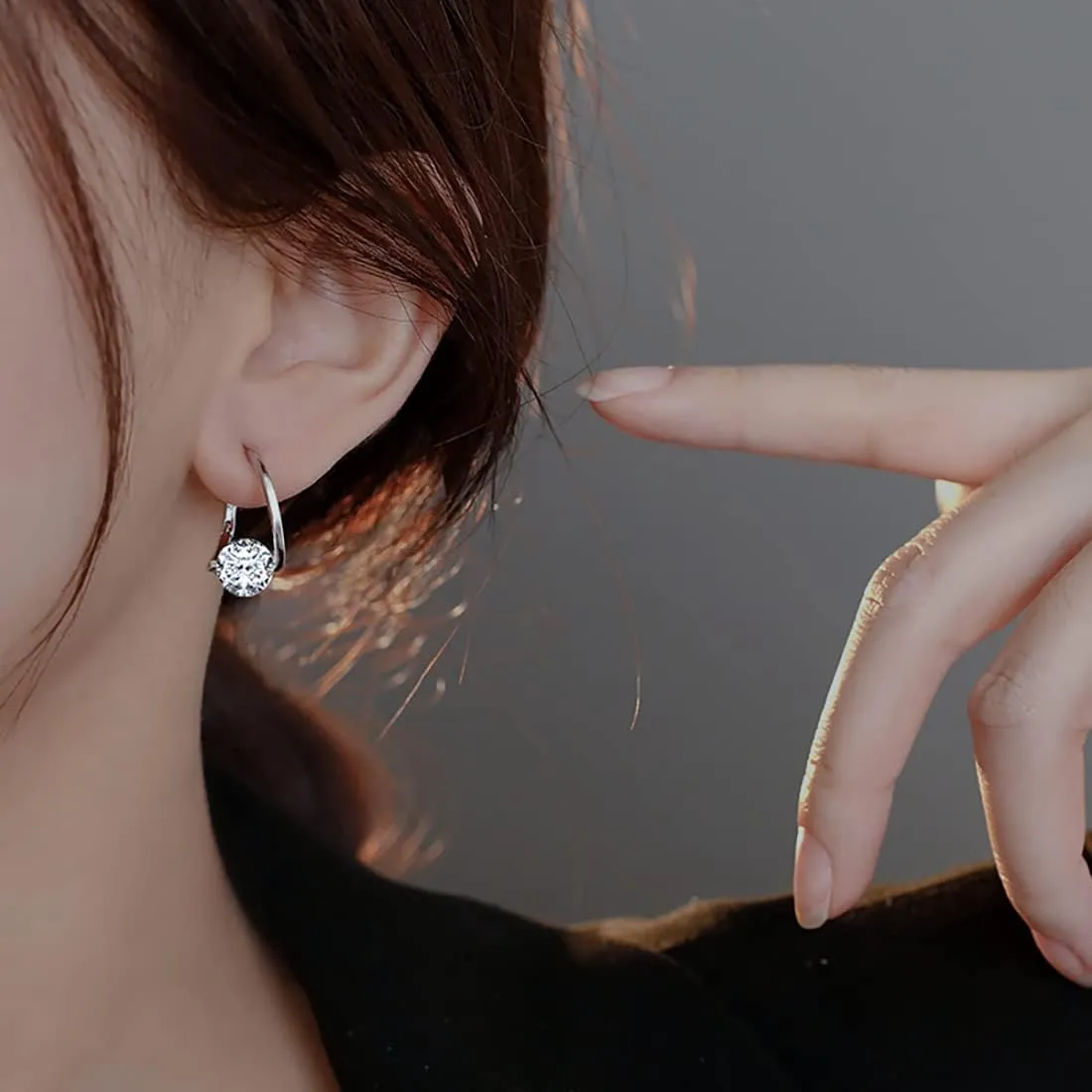 SLUYNZ Solid 925 Sterling Silver Shiny CZ Hoop Earrings for Women Teens 1.6CM Hoop Earrings Unique Oval Hoop Earrings Huggie