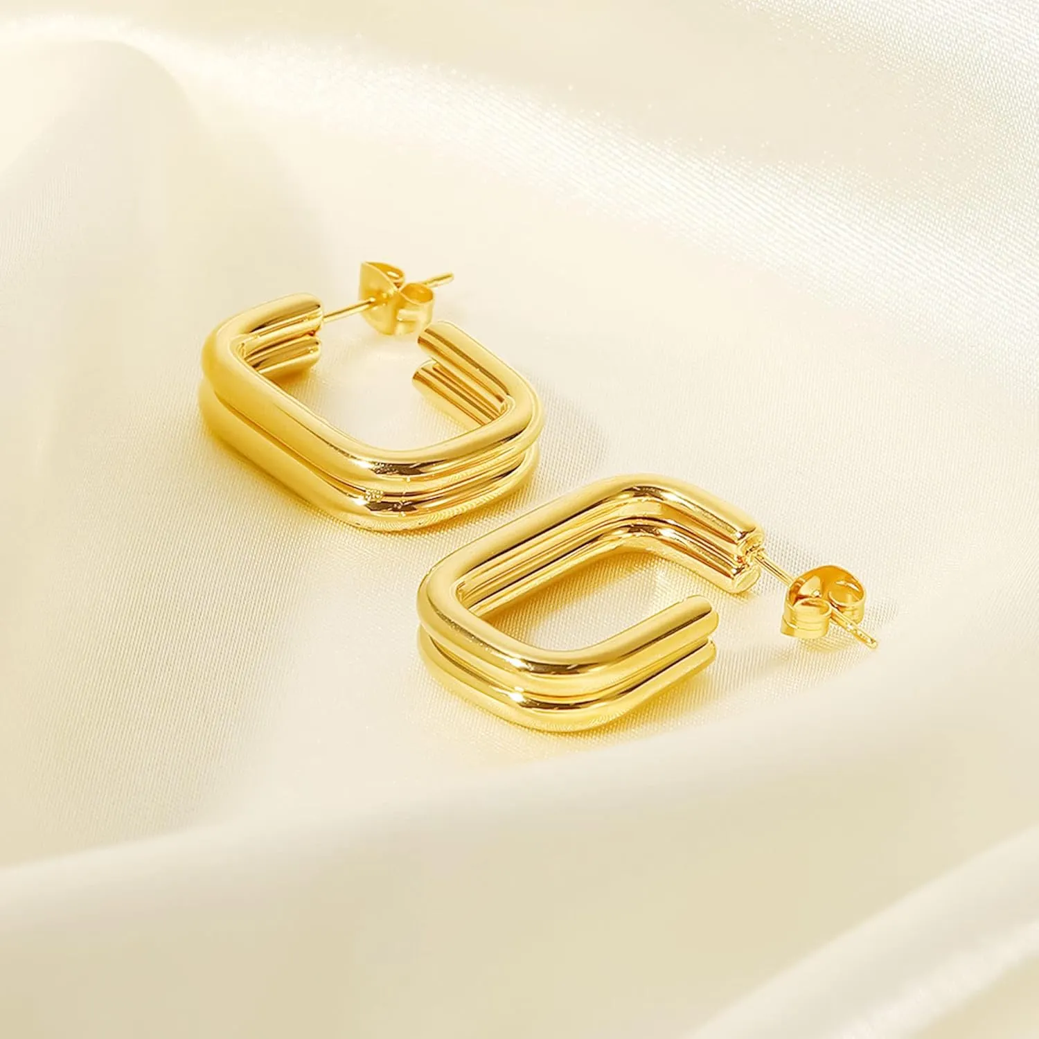 Small Dainty Gold Hoop Earrings for Women 18K Gold Plated Hoops Hypoallergenic Hoop Earrings