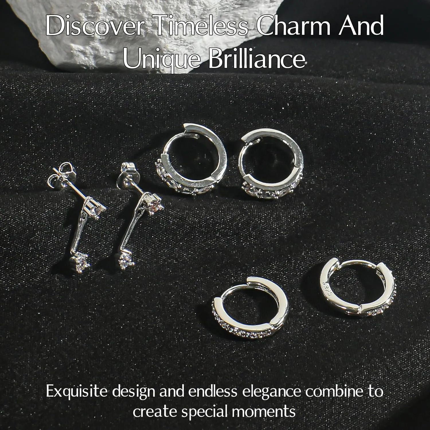 Small Gold Hoop Earrings for Women,14K Gold-Plated Hypoallergenic Stud Earring Set with AAA Cubic Zirconia Cartilage Earring Stacks