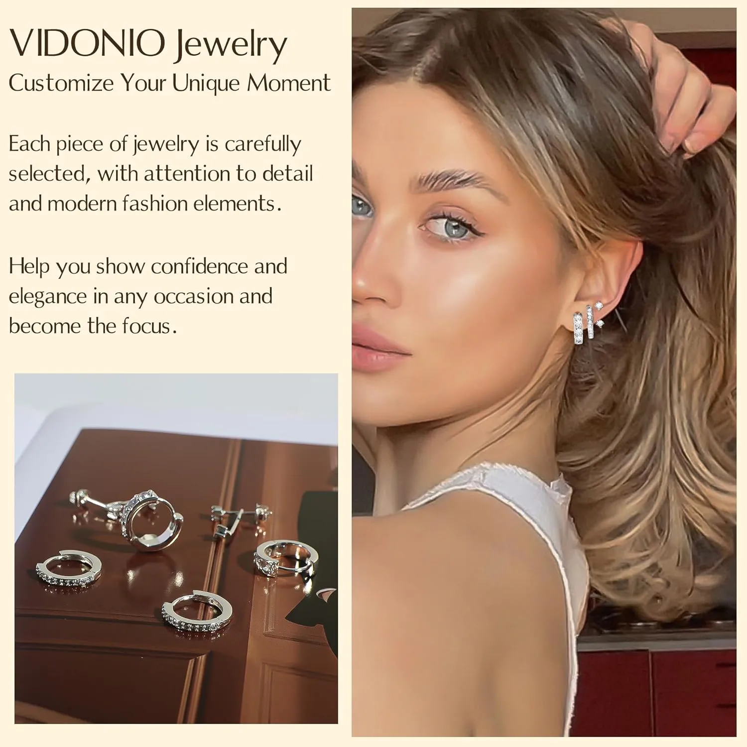 Small Gold Hoop Earrings for Women,14K Gold-Plated Hypoallergenic Stud Earring Set with AAA Cubic Zirconia Cartilage Earring Stacks