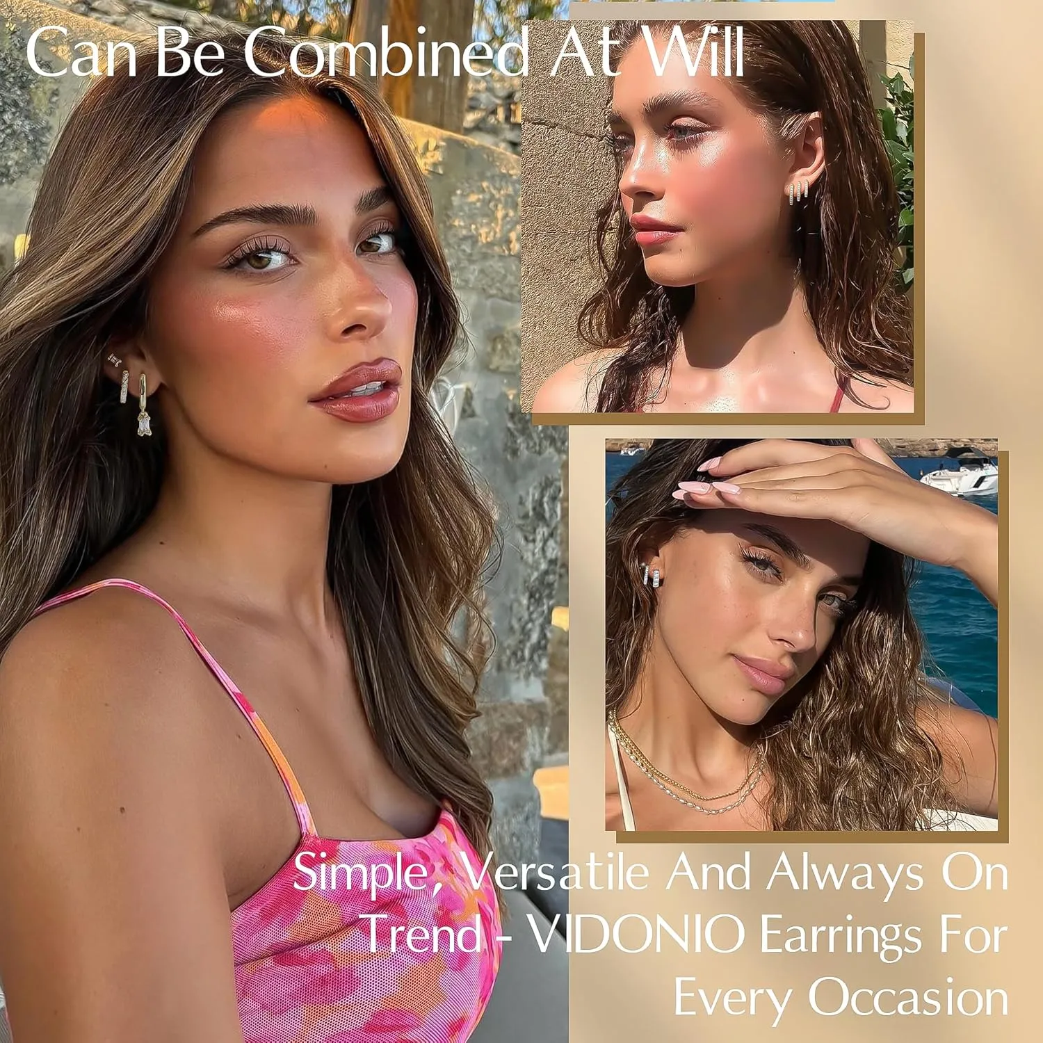 Small Gold Hoop Earrings for Women,14K Gold-Plated Hypoallergenic Stud Earring Set with AAA Cubic Zirconia Cartilage Earring Stacks