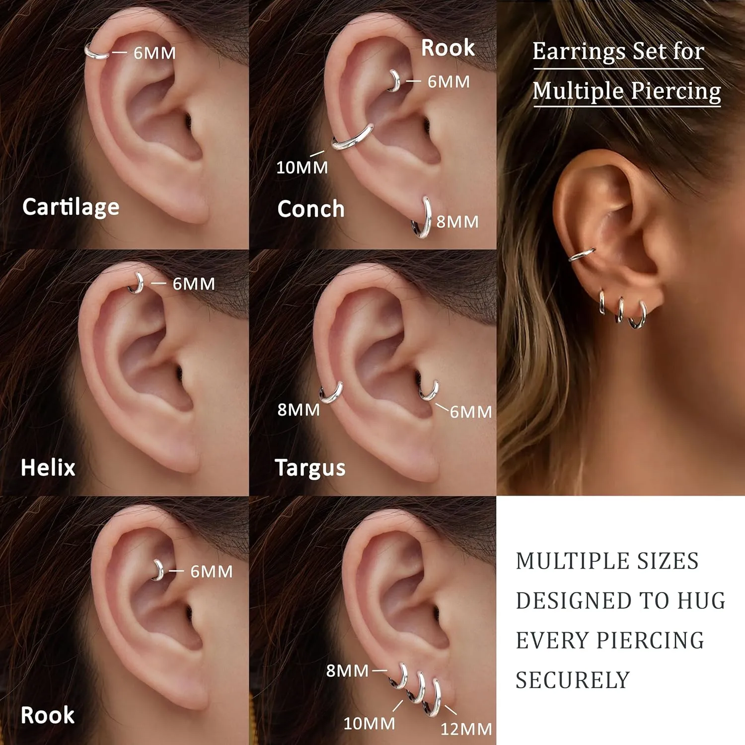 Small Gold Huggie Hoop Earrings Set for Women 14K Real Gold Plated Hypoallergenic Lightweight Earrings for Sensitive Ears Everyday Earrings Sets for Multiple Piercing Cartilage Hoop Earrings Stack Jewelry