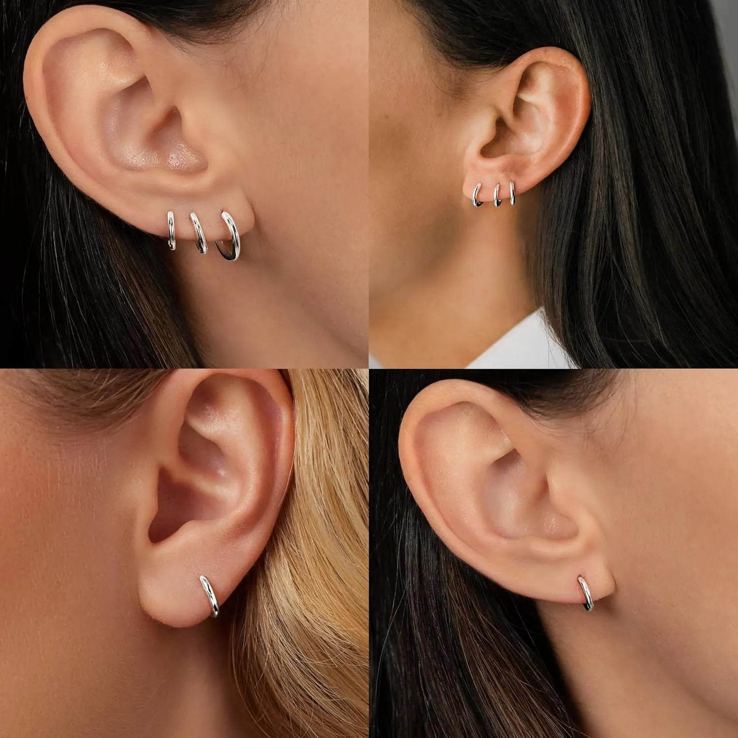 Small Gold Huggie Hoop Earrings Set for Women 14K Real Gold Plated Hypoallergenic Lightweight Earrings for Sensitive Ears Everyday Earrings Sets for Multiple Piercing Cartilage Hoop Earrings Stack Jewelry