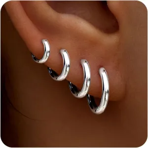 Small Gold Huggie Hoop Earrings Set for Women 14K Real Gold Plated Hypoallergenic Lightweight Earrings for Sensitive Ears Everyday Earrings Sets for Multiple Piercing Cartilage Hoop Earrings Stack Jewelry