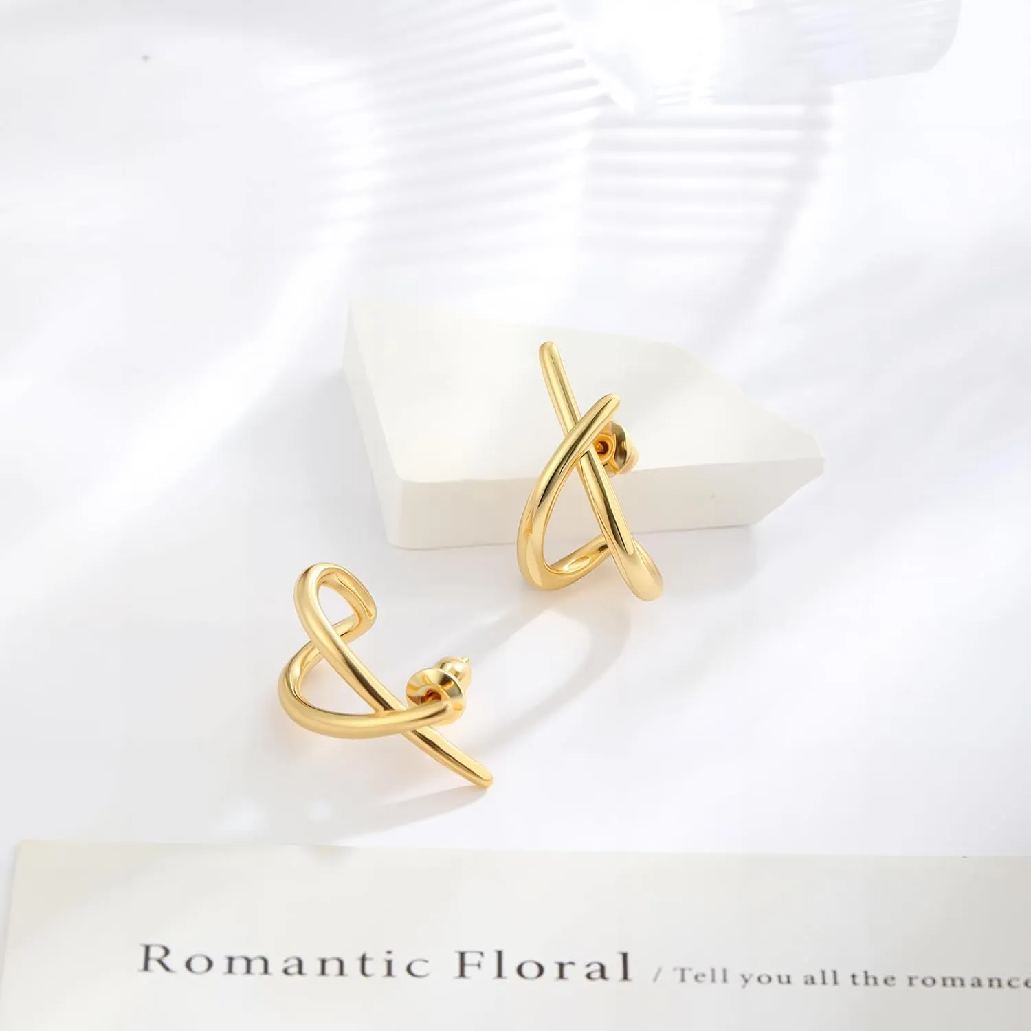 Small Gold Huggie Hoops Earrings Set for Women, Trendy 14k Gold Plated Stack Hoop Earrings Sets Hypoallergenic Open Hoops Earrings for Women Jewelry Twisted Zircon Gifts for Women