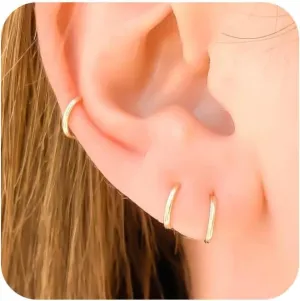 Small Hoop Earrings for Women, Lightweight 18K Gold Plated Huggie Hoop Earrings Dainty Hypoallergenic Earring Set Cute Earrings Pack for Women Trendy Jewelry Gifts