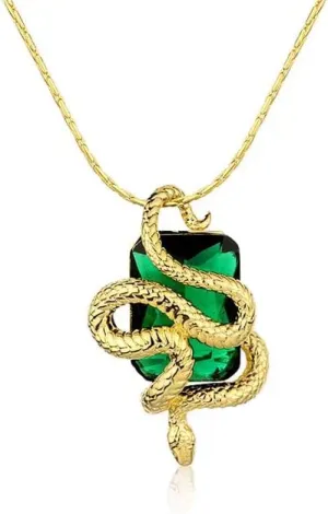 Snake Crystal 18k Gold Necklac - Emerald Green Crystal Snake Style Vintage Gothic Statement Cocktail Party Punk Necklaces forWomen