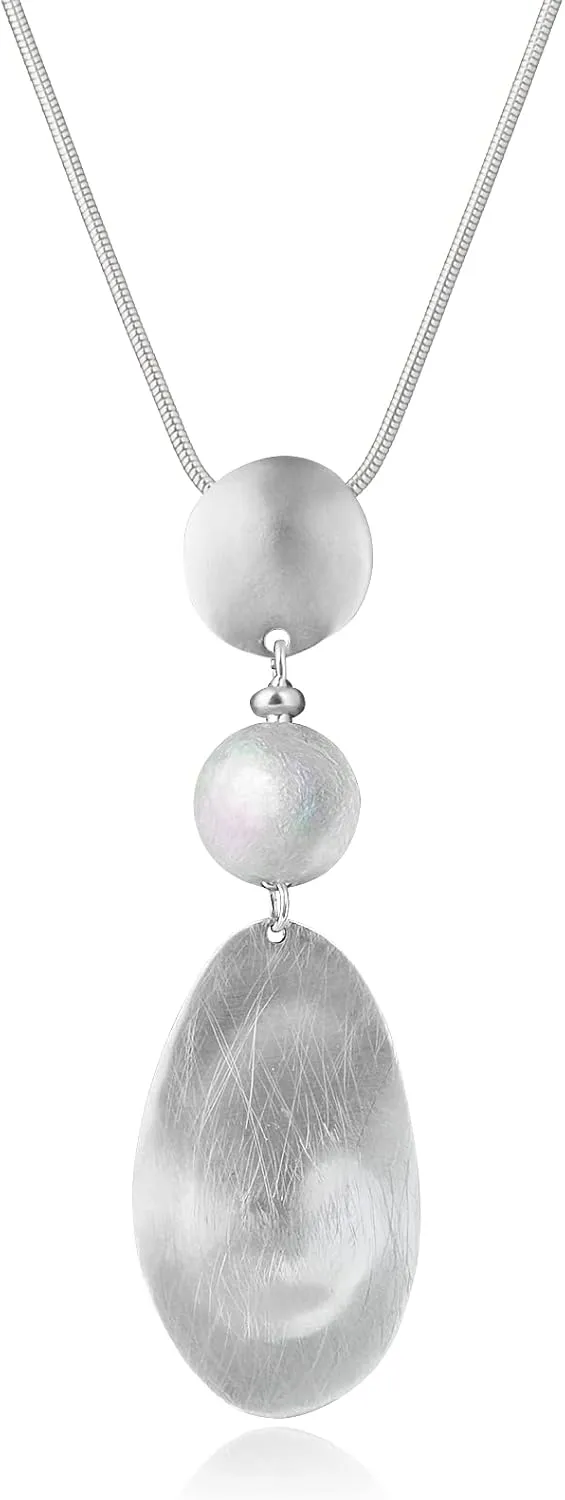 Solid Long Sweater Necklaces for Women Multi-Layer Pendant Y Necklace Fashion Multi Color Matte Drop Shaped Pendant Handmade Personalized Pendant Necklace with Gifts Box Jewelry