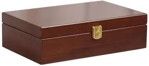Solid Wooden Jewelry Box for Women, 2-Layer Large Organizer Box with Mirror for Rings, Earrings, Necklaces, Vintage Style Wood