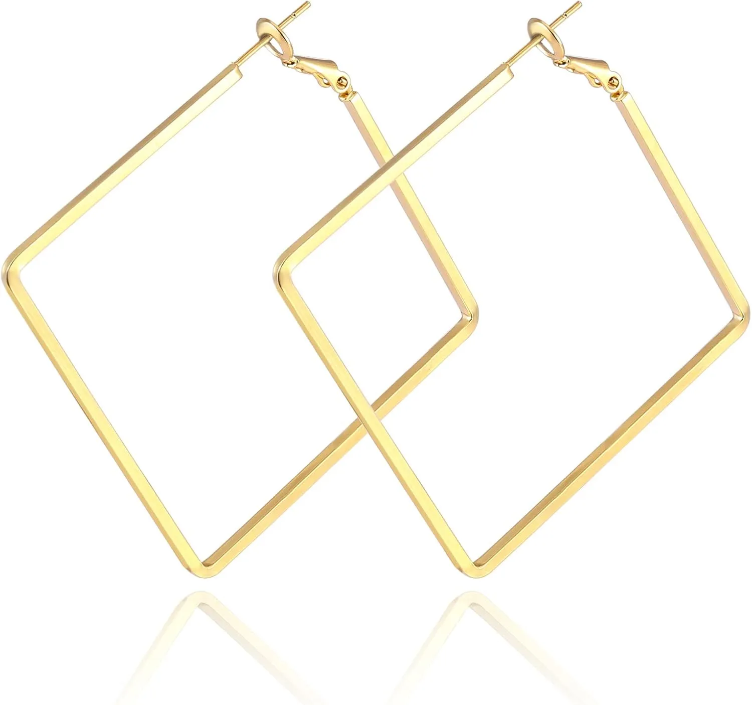 Square Hoop Earrings for Women, 14K Gold Plated Square Hoop Earrings for Women