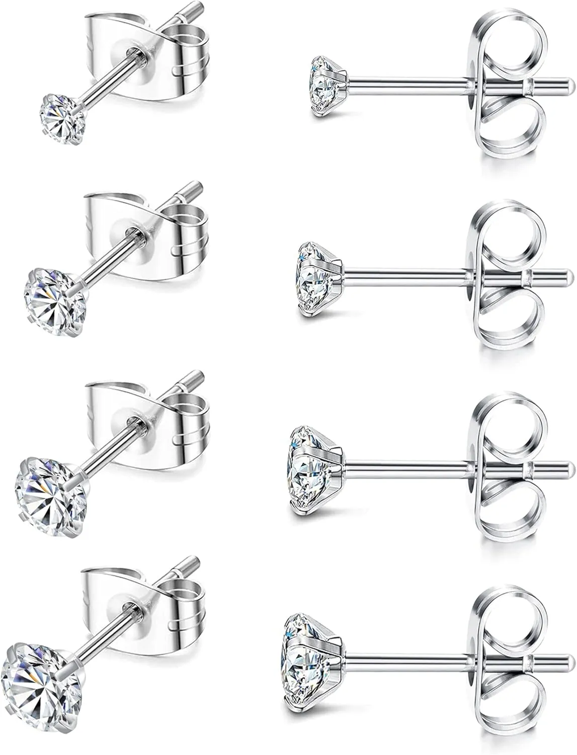 Staligue Titanium Stud Earrings for Sensitive Ears 2-5MM Cubic Zirconia Ball Dot Hypoallergenic Implant Grade Pure Titanium Earrings Studs for Women