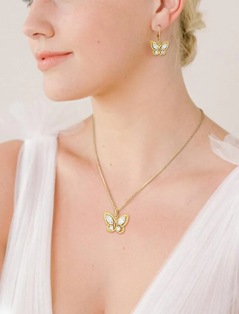 STARCHENIE Butterfly Pendant Necklace for Women 925 Sterling Silver Birthstone Butterfly Jewelry Gifts