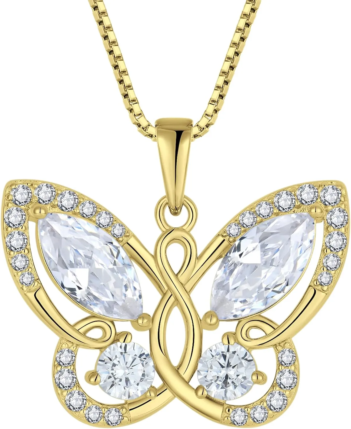 STARCHENIE Butterfly Pendant Necklace for Women 925 Sterling Silver Birthstone Butterfly Jewelry Gifts