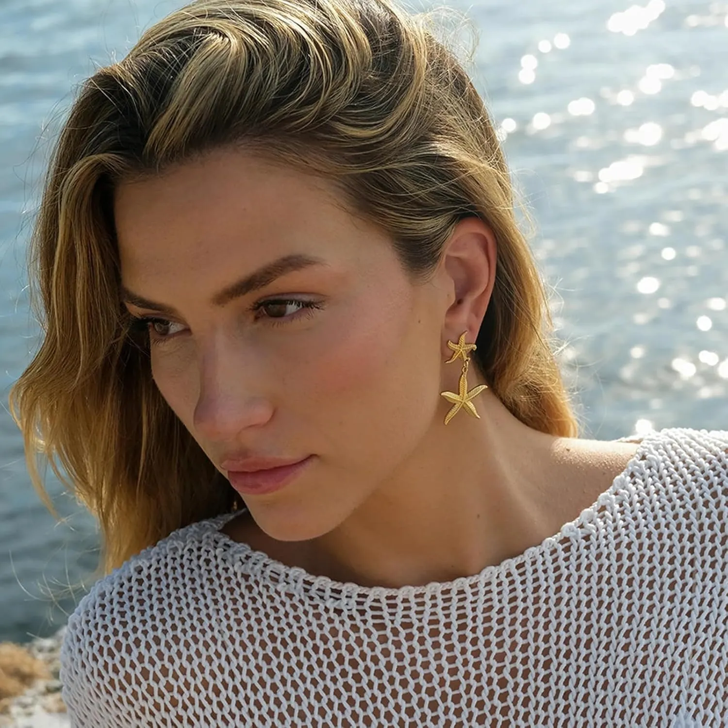 Starfish Earrings for Women Gold Sea Shell Earrings Summer Beach Vacation Outfits for Women Trendy Jewelry Gifts