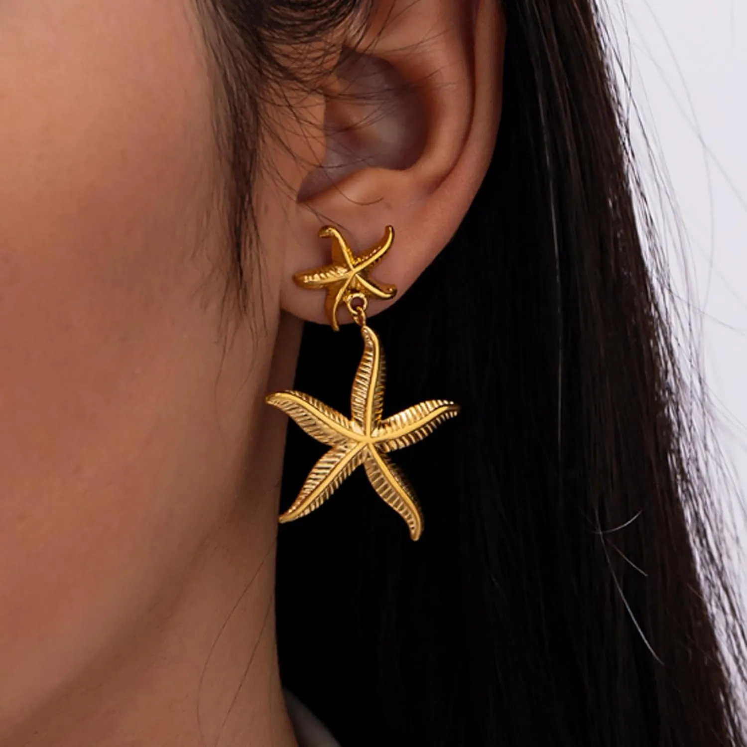 Starfish Earrings for Women Gold Sea Shell Earrings Summer Beach Vacation Outfits for Women Trendy Jewelry Gifts