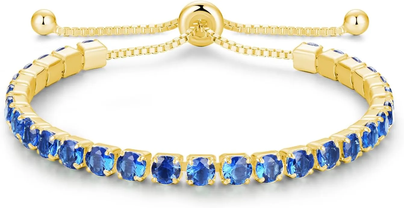 Sterling Silver Birthstone Tennis Bracelets for Women 4mm Tennis Bolo Bracelet Fashion Jewelry Birthday Gifts for Women Wife Mom Her | Adjustable Size 9"