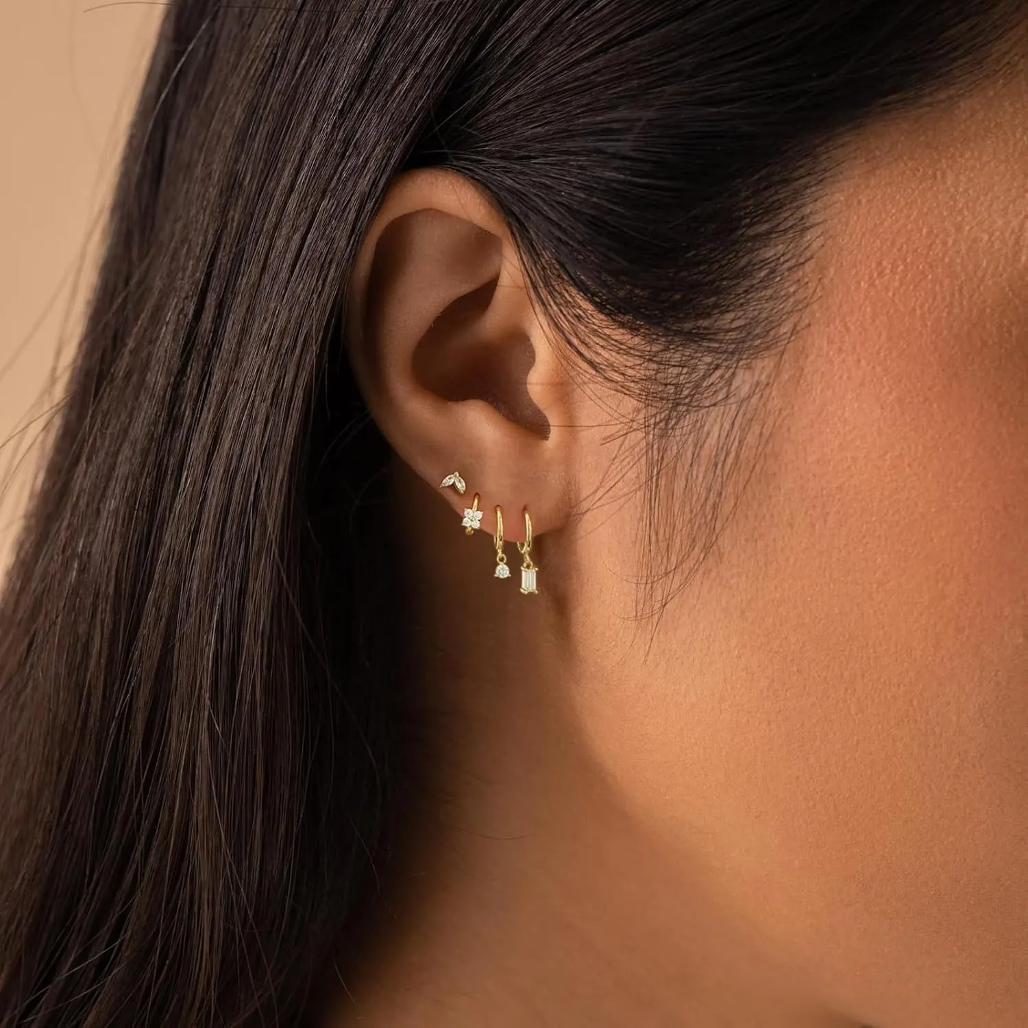 Stud Earrings for Women Dainty Small Hoop Earrings 14K Gold/Silver Plated Cartilage Earring Set CZ Dangle Huggie Earrings Lightweight Hypoallergenic Earrings Trendy Multiple Piercings Jewelry
