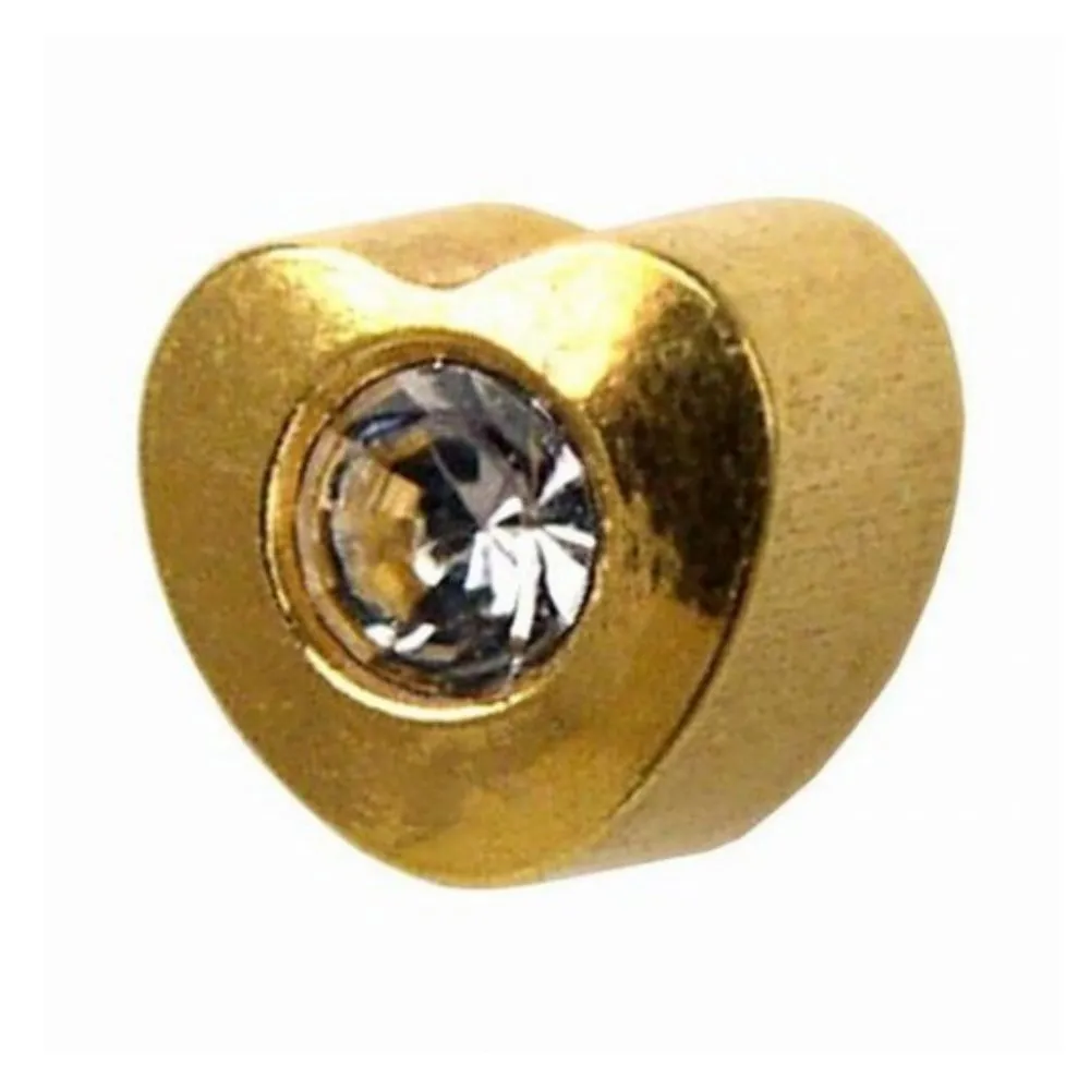Studex Regular 4mm Heart and Crystal Centre Gold Plated Ear Piercing Stud Earrings