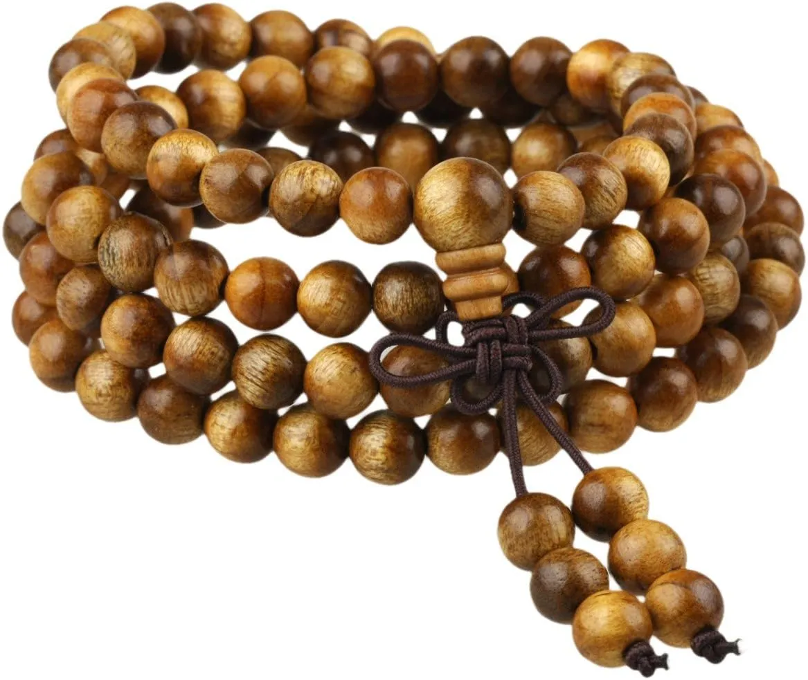 SUNYIK 6mm 108 Tibetan Buddhist Mala Bracelet Natural Beaded Prayer Bead for Women Men