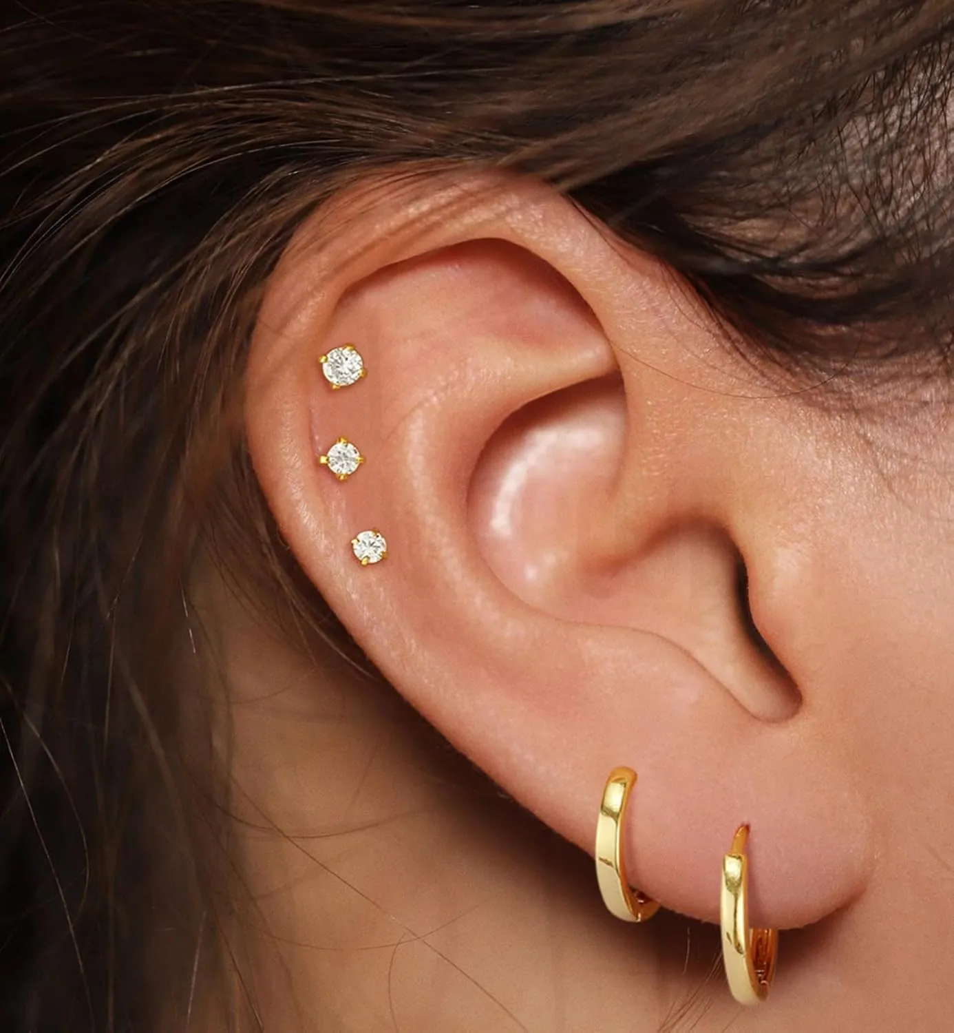 Surgical Steel Earrings Set for WomenHypoallergenic 14K GoldSterling Sliver Plated Huggie Hoop Earrings Lightweight Cartilage earrings