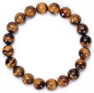 Tiger Eye and Black Obsidian Natural Stone Bracelet, 8mm Beads, Adjustable Meditation Jewelry for Men Women