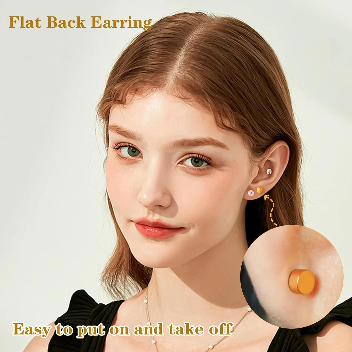 Titanium Earrings for Men Women, Hypoallergenic Flat Back Black Surgical Stainless Steel Stud Earrings for Sensitive Ears Small Opal Cubic Zirconia Hoop Cartilage Earrings Jewelry Set
