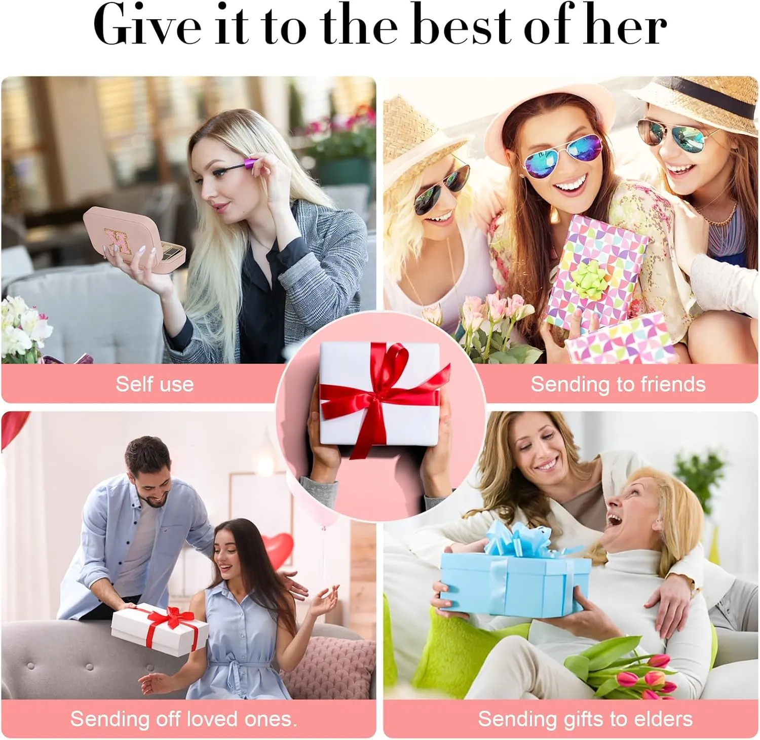 TopPerfekt Travel Jewelry Case, Jewelry Box with Mirror, Jewelry Organizer Bridal Shower Gifts to Her, Earring Storage Travel Case, Trendy Gift for Women and Girls, Girlfriend-Letter R, Pink