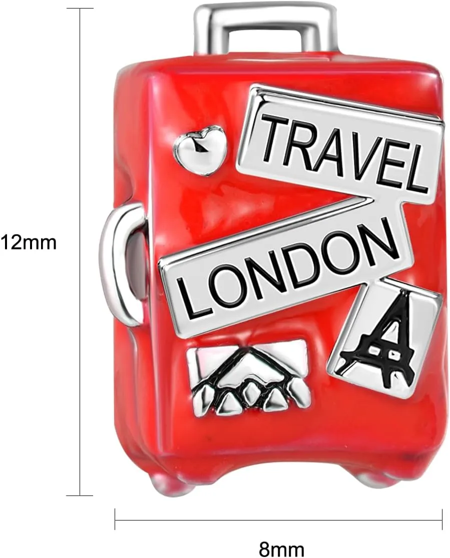 Travel Bag London Charm Eiffel Tower Paris Compatible with Pandora Moments Jewelry for Women Mom
