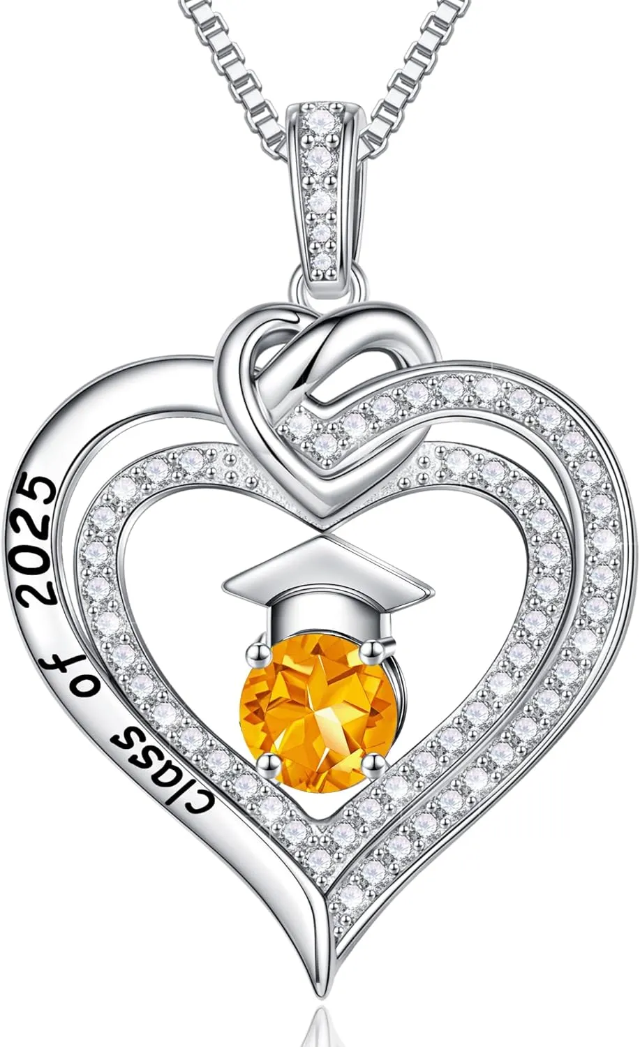Turandoss Graduation Gifts for Her 2025, S925 Sterling Silver Birthstone Necklace Engraved Class of 2025 Inspirational Graduation Necklaces High School College Graduation Gifts for Her 2025
