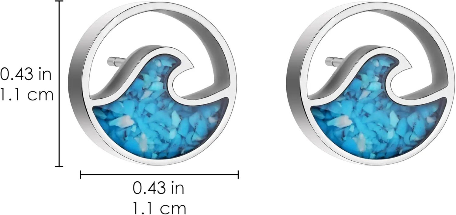 Turquoise Wave Dangle Earrings for Women Beach Earrings Turquoise Dainty Cute Ocean Wave Stud Earrings for Women Summer Surfer Earrings Beach Jewelry Gift