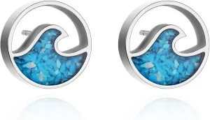 Turquoise Wave Dangle Earrings for Women Beach Earrings Turquoise Dainty Cute Ocean Wave Stud Earrings for Women Summer Surfer Earrings Beach Jewelry Gift