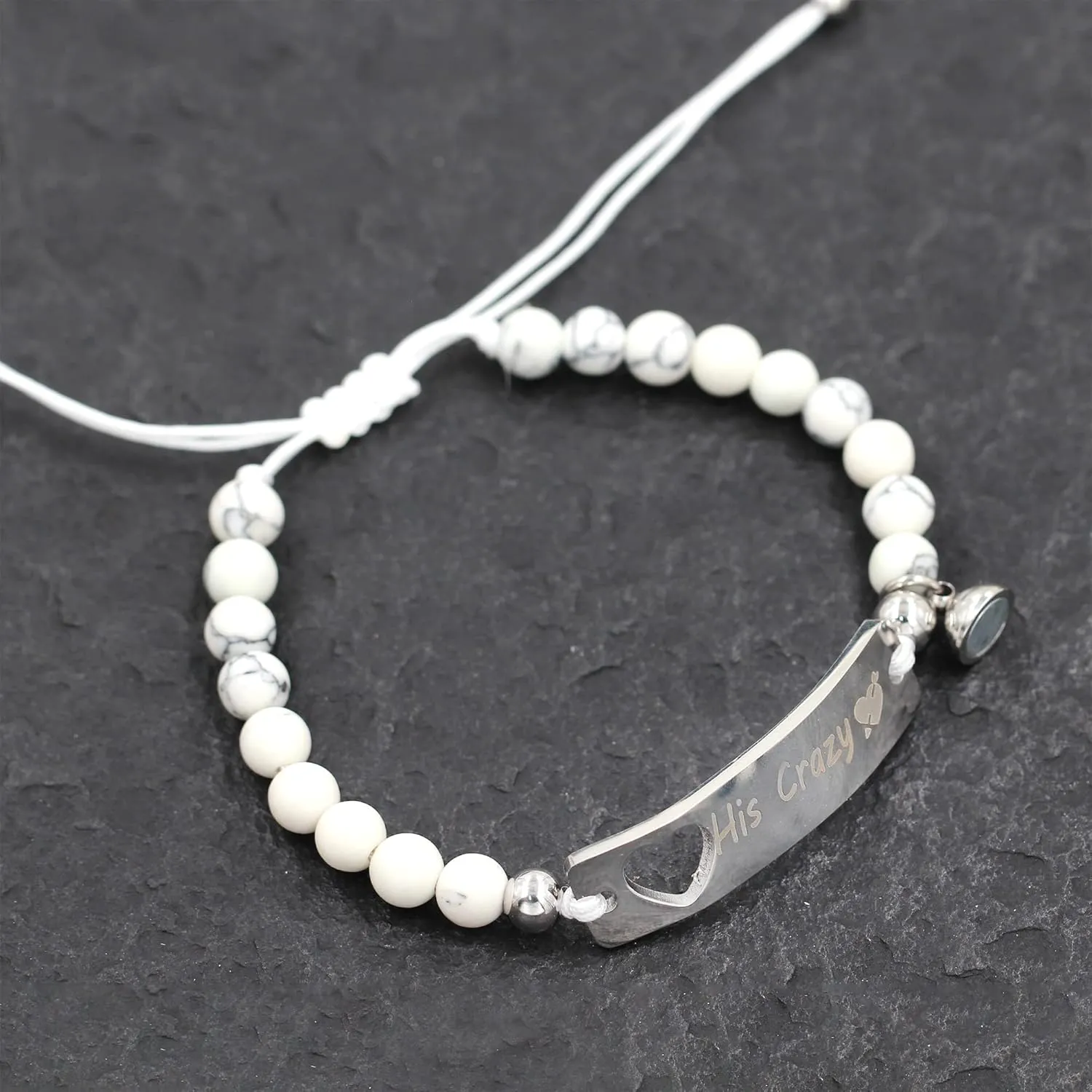 Uloveido White Turquoise & Matte Black Onyx Beads Bracelet Set - His and Hers Mutual Attraction Bracelets Couples Gifts