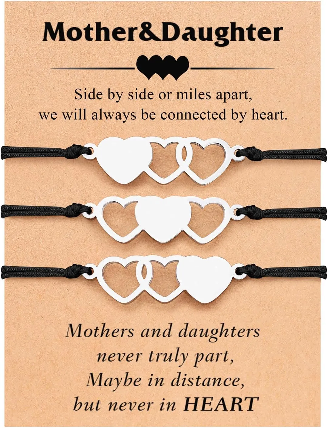 UNGENT THEM Mother Daughter Bracelets Set for 2 3 Matching Heart Mothers Day Mom Christmas Presents