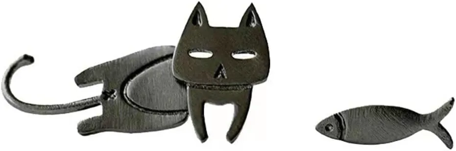 Unique Cat Stud Earrings for Women - Black & White Cat Noir Fun Earrings for Car Lovers
