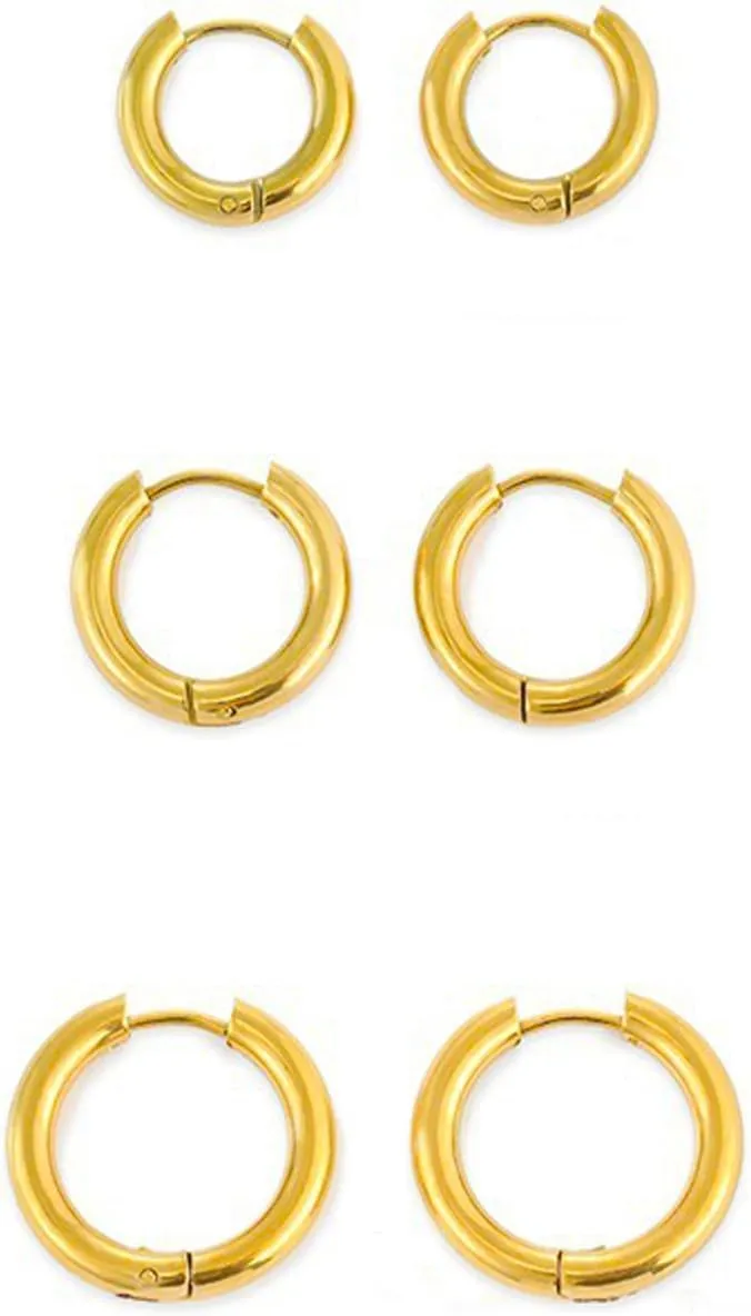Unisex Dainty Tiny 14K Gold Plated Hoop Earrings for Women | Hypoallergenic 8mm/10mm/12mm/14mm Cartilage Huggie Hoop Earring Set