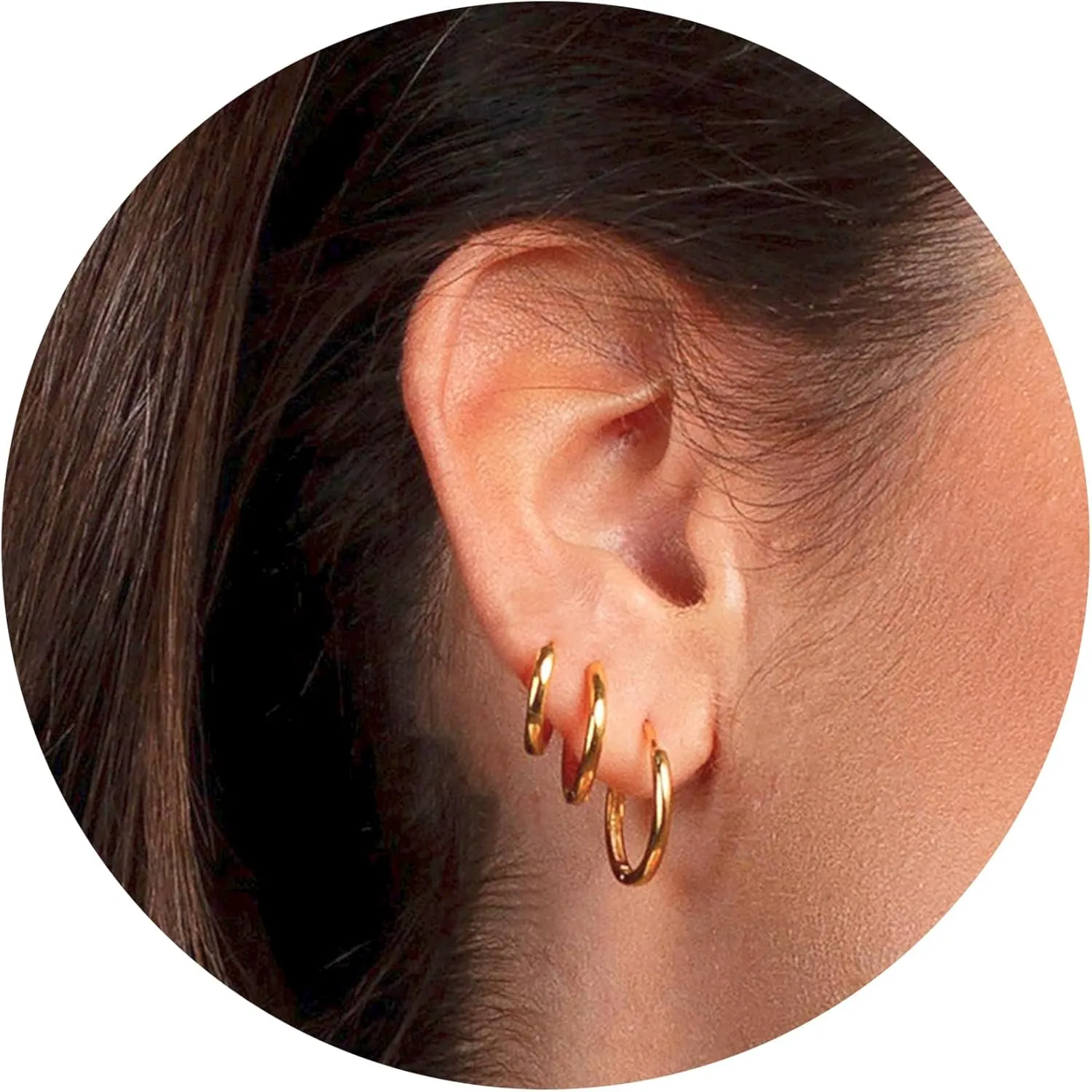 Unisex Dainty Tiny 14K Gold Plated Hoop Earrings for Women | Hypoallergenic 8mm/10mm/12mm/14mm Cartilage Huggie Hoop Earring Set