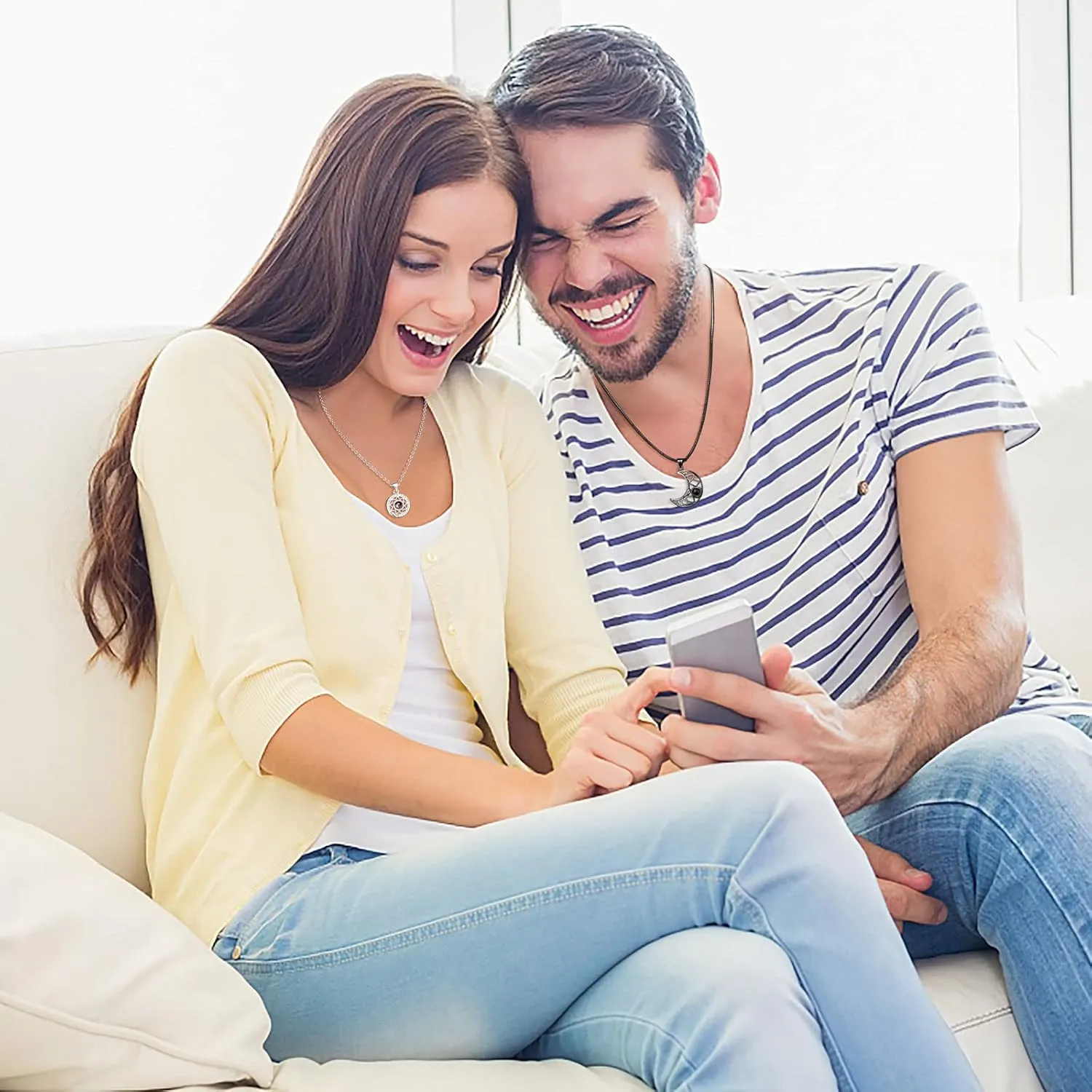 UPROMI Couple Necklace for Boyfriend/Girlfriend/Husband/Man/Soulmate, Anniversary Christmas Birthday Wedding Gifts for Him Her