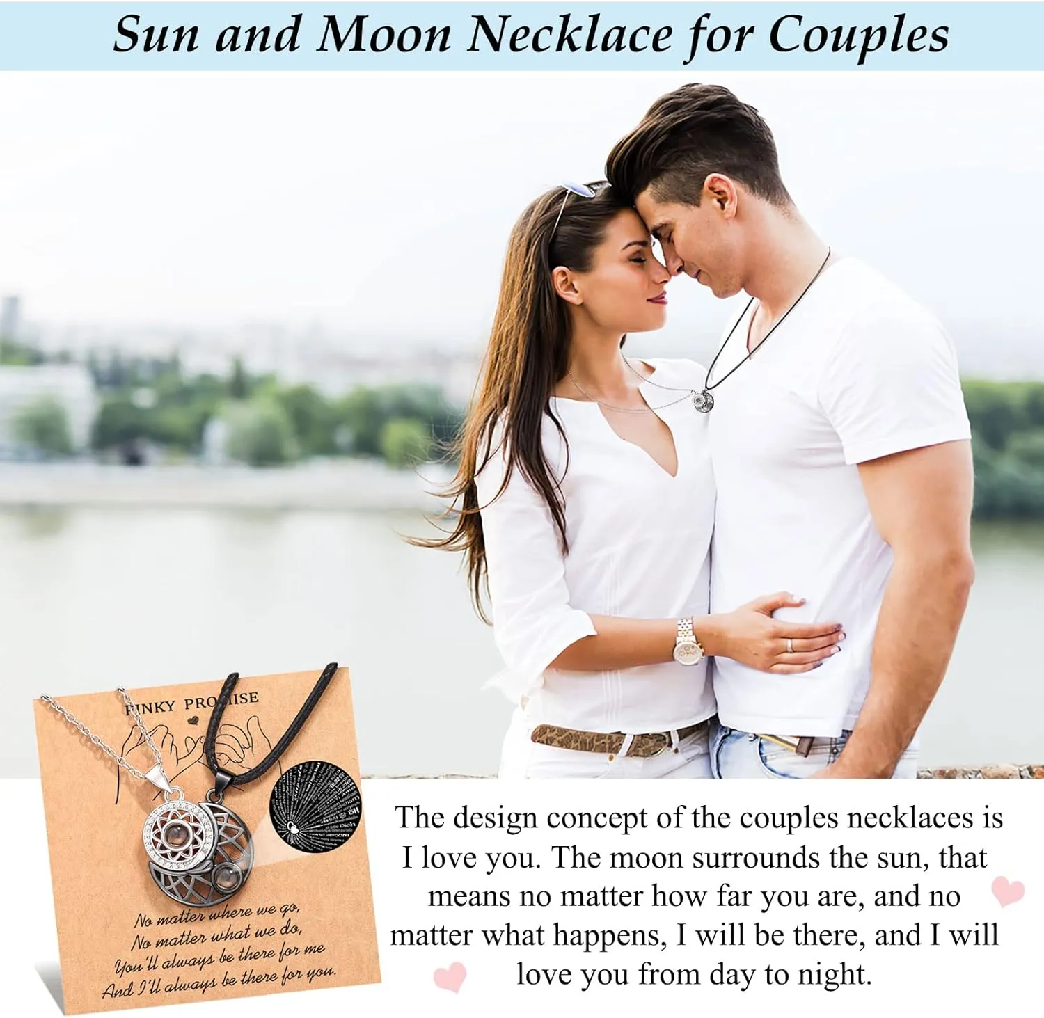 UPROMI Couple Necklace for Boyfriend/Girlfriend/Husband/Man/Soulmate, Anniversary Christmas Birthday Wedding Gifts for Him Her