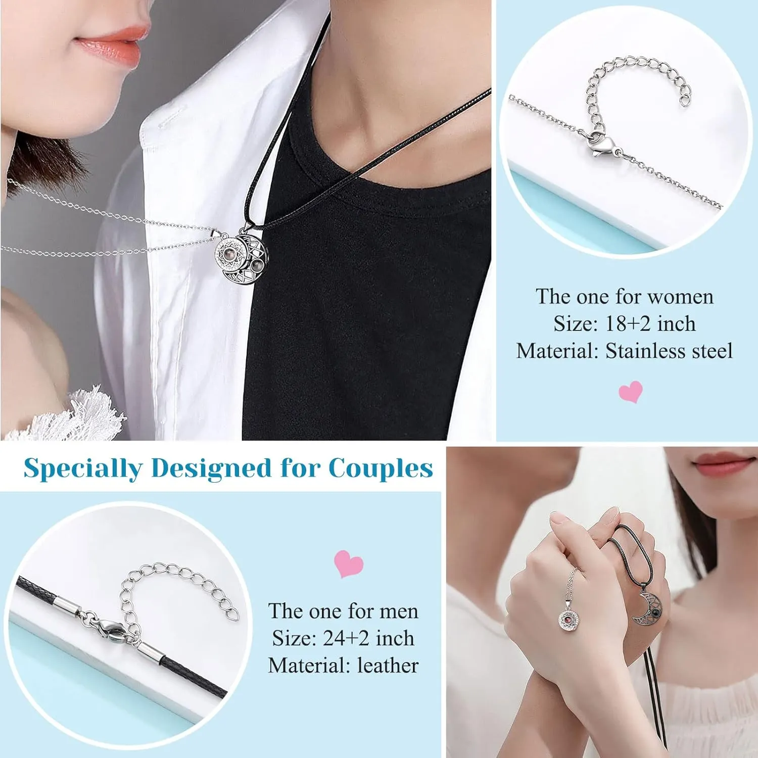 UPROMI Couple Necklace for Boyfriend/Girlfriend/Husband/Man/Soulmate, Anniversary Christmas Birthday Wedding Gifts for Him Her