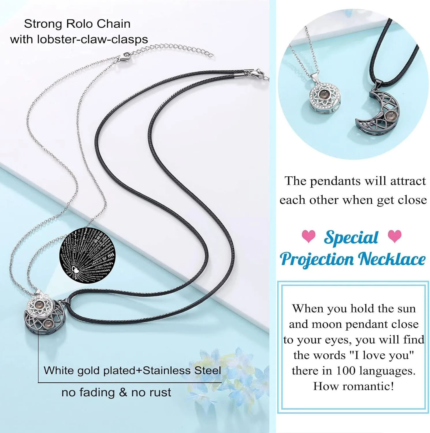 UPROMI Couple Necklace for Boyfriend/Girlfriend/Husband/Man/Soulmate, Anniversary Christmas Birthday Wedding Gifts for Him Her