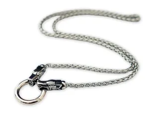 Viking Wheat Chain 4 mm with Dragon Heads Terminal and Rounded Spring Clasp 23 inches long -Thor Gifts for Men - Necklace for Men