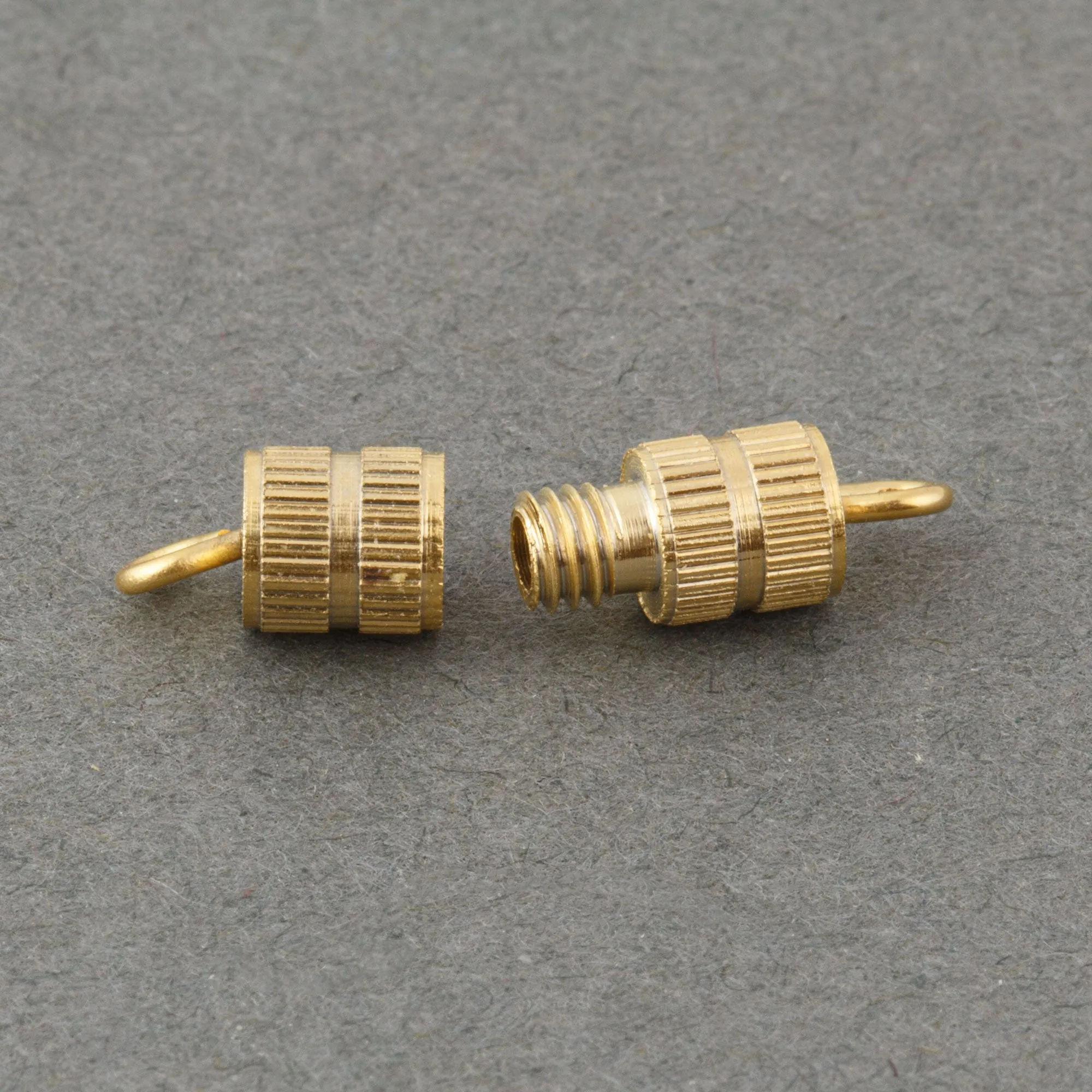 Vintage gold plate barrel clasps. 17mm. Pkg 12. b8-0164