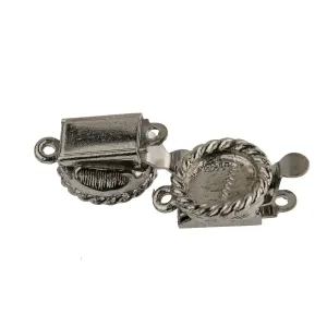 Vintage silver metal single strand box clasp w/ setting for 7mm stone, pkg of 2. b8-0206
