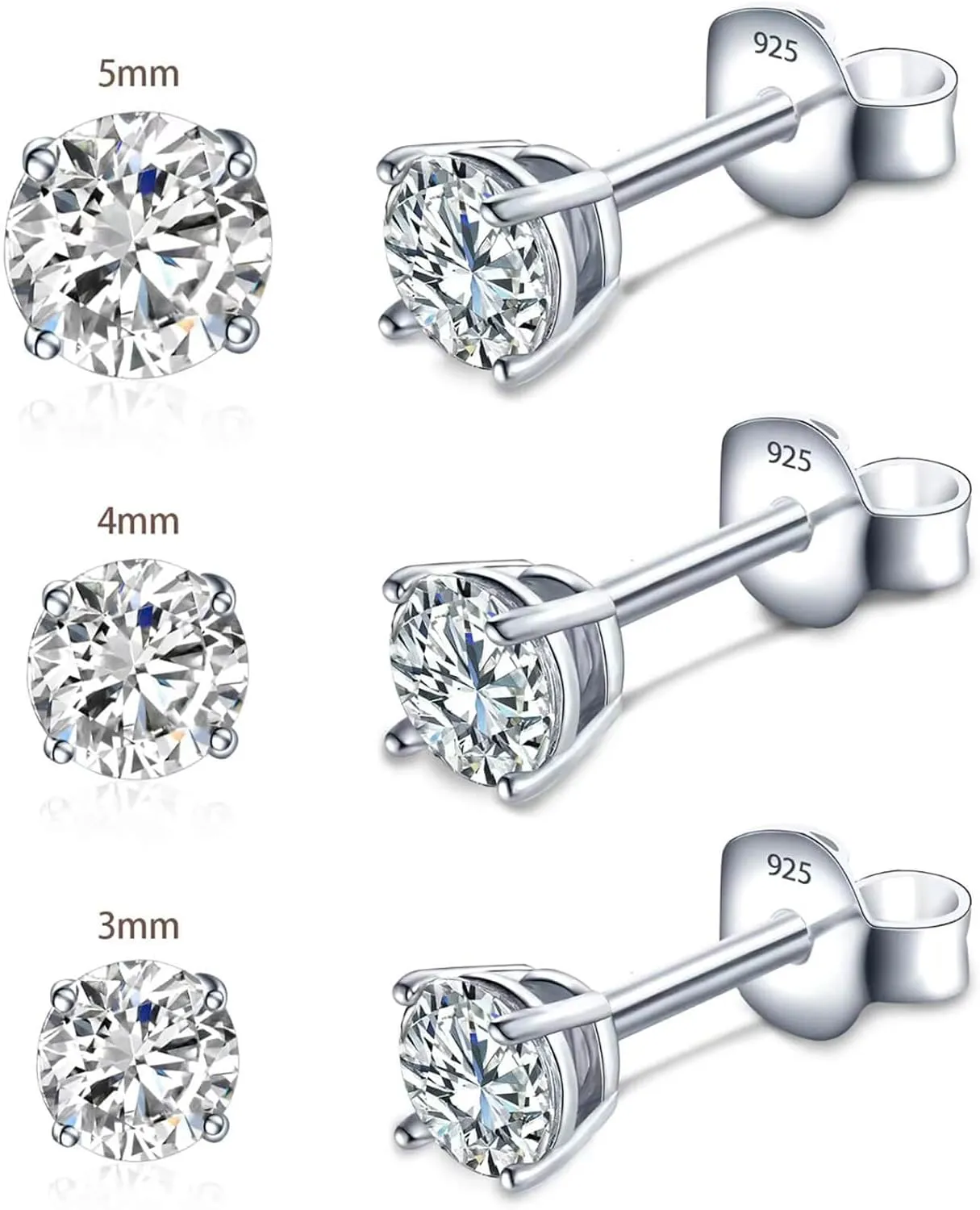 VOLUKA Moissanite Stud Earrings for Women - 925 Sterling Silver 1ct D Color Round Cut Lab Created Diamond Earrings Hypoallergenic Moissanite Earrings for Women