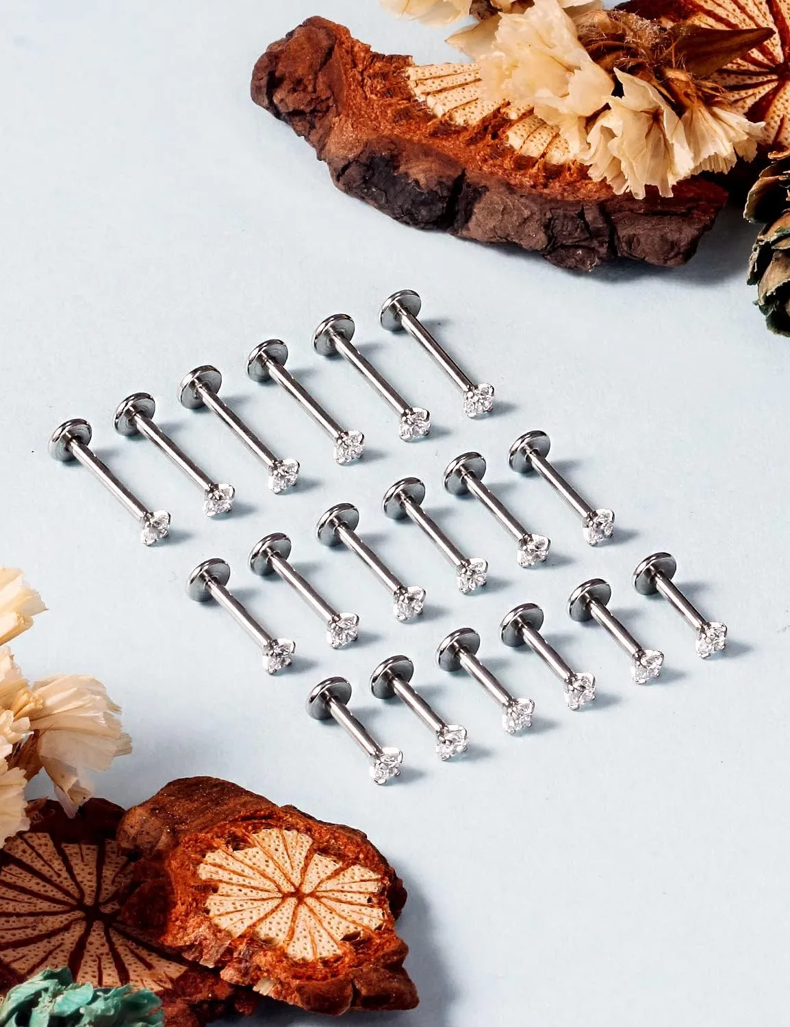 Vsnnsns 16G Lip Rings Stainless Steel Tragus Helix Conch Piercing Jewelry Snake Bite Piercing Monroe Lip Rings Labret Medusa Cartilage Lobe Earrings Studs Piercing Jewelry 6MM 8MM 10MM Silver 18PCS