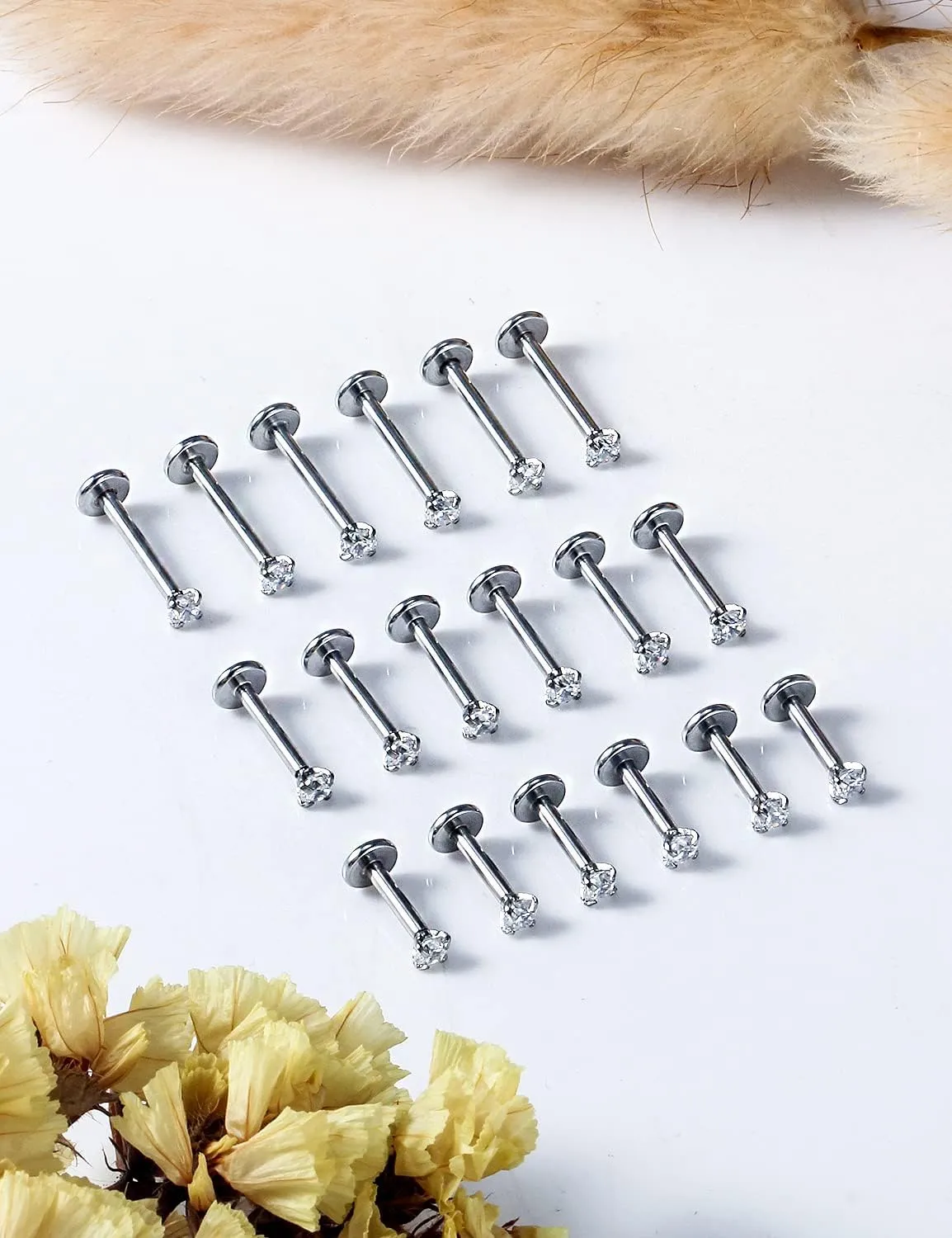 Vsnnsns 16G Lip Rings Stainless Steel Tragus Helix Conch Piercing Jewelry Snake Bite Piercing Monroe Lip Rings Labret Medusa Cartilage Lobe Earrings Studs Piercing Jewelry 6MM 8MM 10MM Silver 18PCS