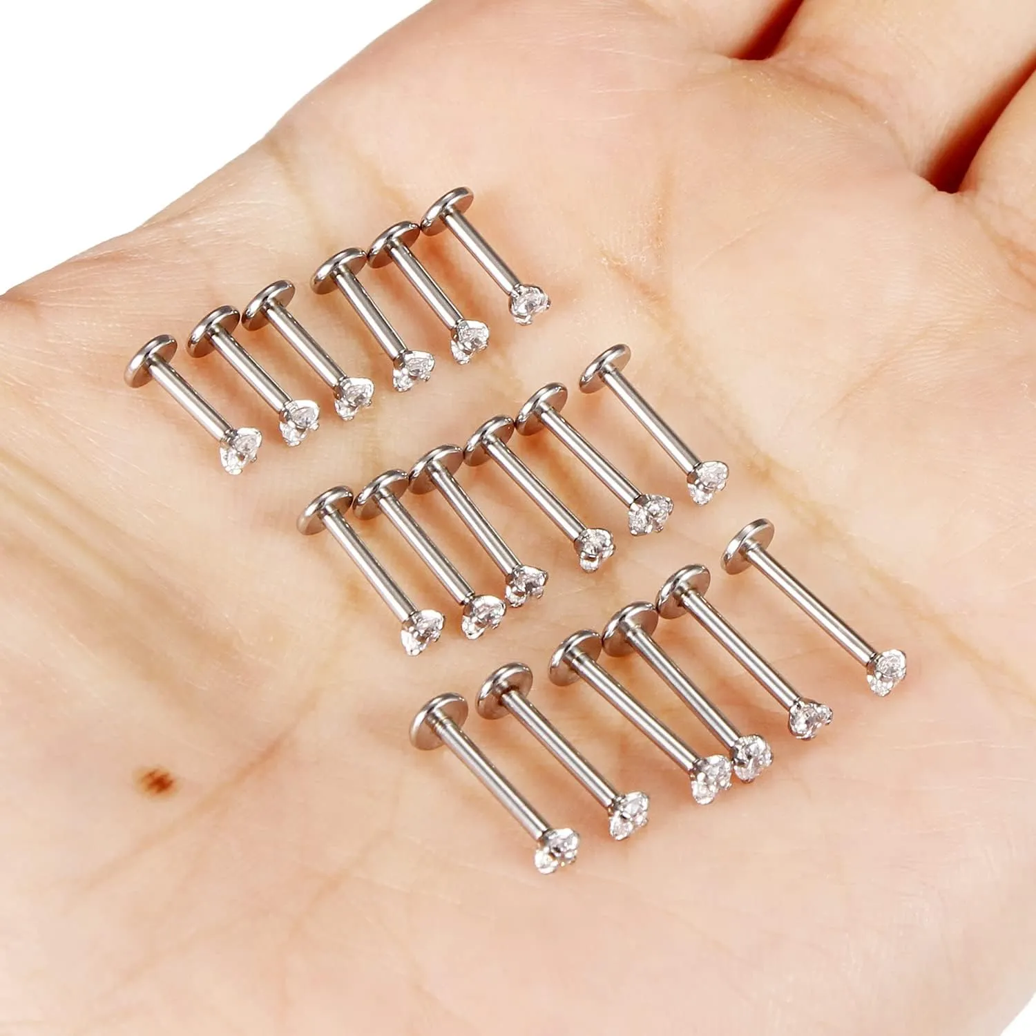 Vsnnsns 16G Lip Rings Stainless Steel Tragus Helix Conch Piercing Jewelry Snake Bite Piercing Monroe Lip Rings Labret Medusa Cartilage Lobe Earrings Studs Piercing Jewelry 6MM 8MM 10MM Silver 18PCS