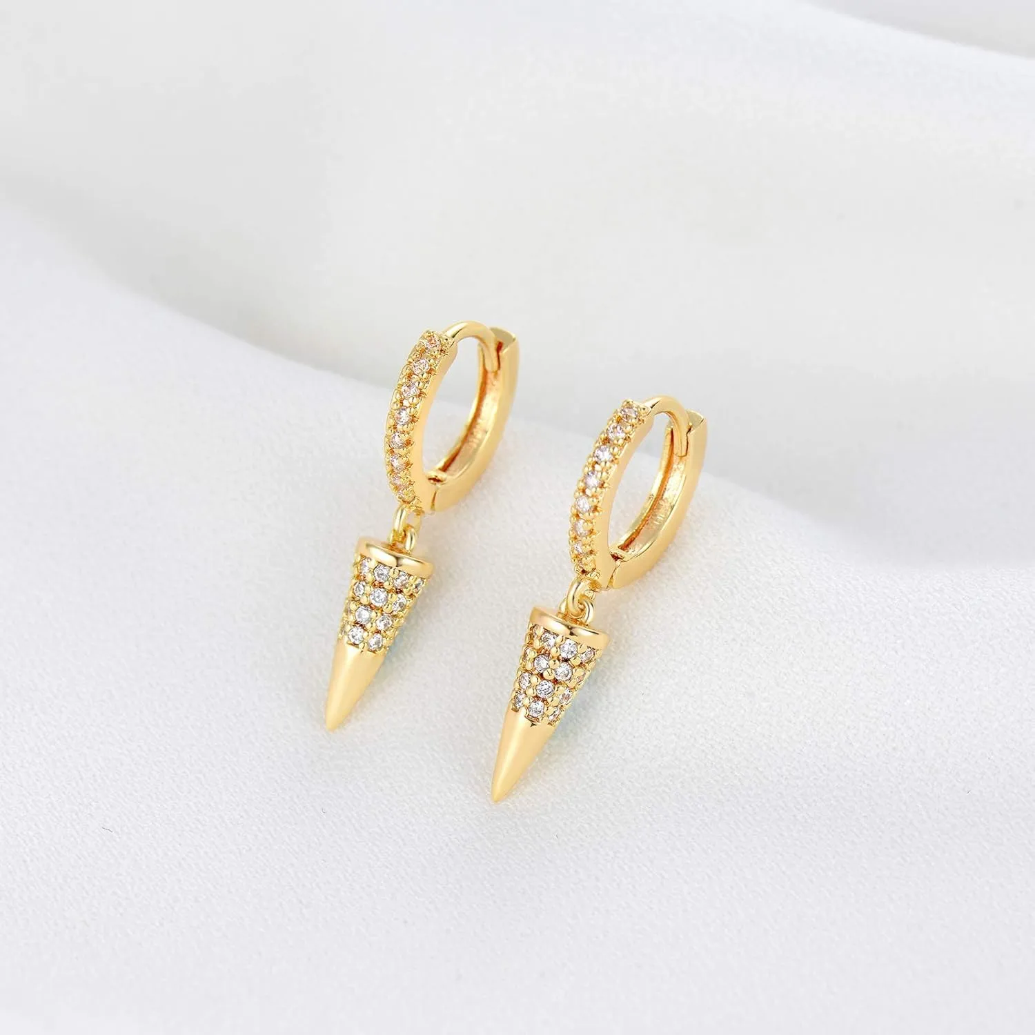 WEARON Gold Huggie Hoop Earrings for Women 14k Gold Plated Small Charm Drop Dangle Earrings Hypoallergenic Jewelry Gifts