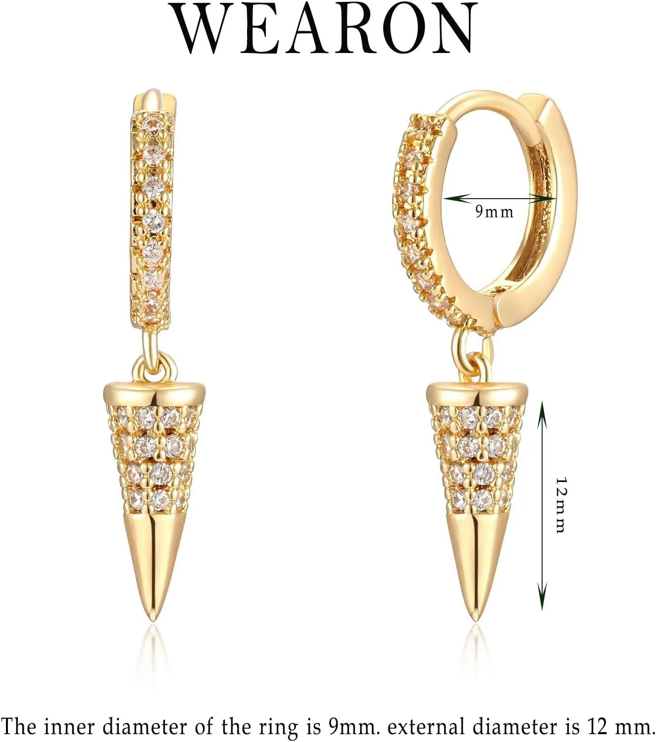 WEARON Gold Huggie Hoop Earrings for Women 14k Gold Plated Small Charm Drop Dangle Earrings Hypoallergenic Jewelry Gifts