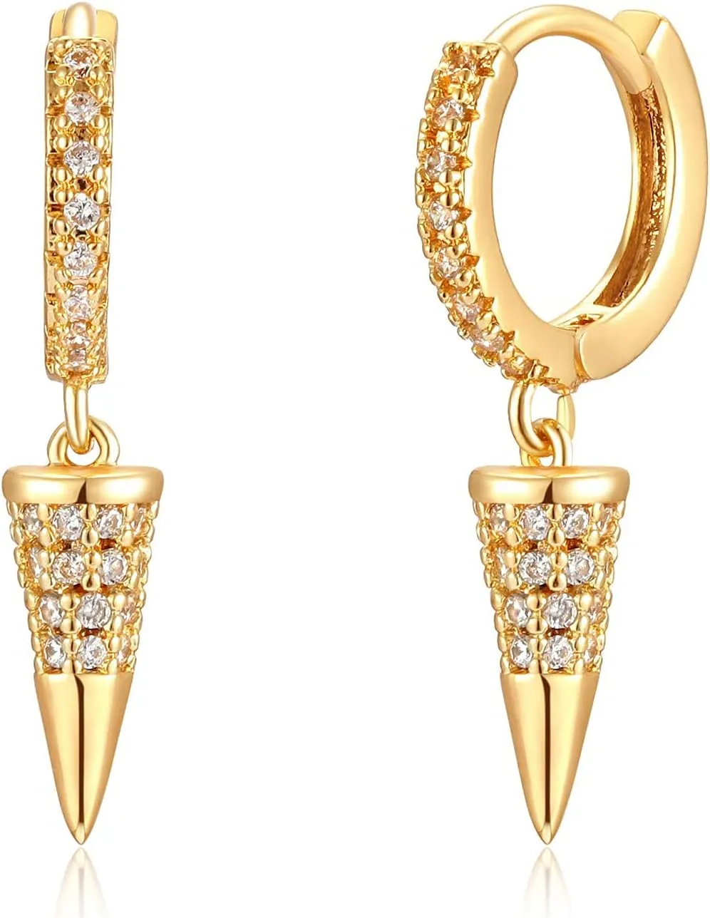 WEARON Gold Huggie Hoop Earrings for Women 14k Gold Plated Small Charm Drop Dangle Earrings Hypoallergenic Jewelry Gifts